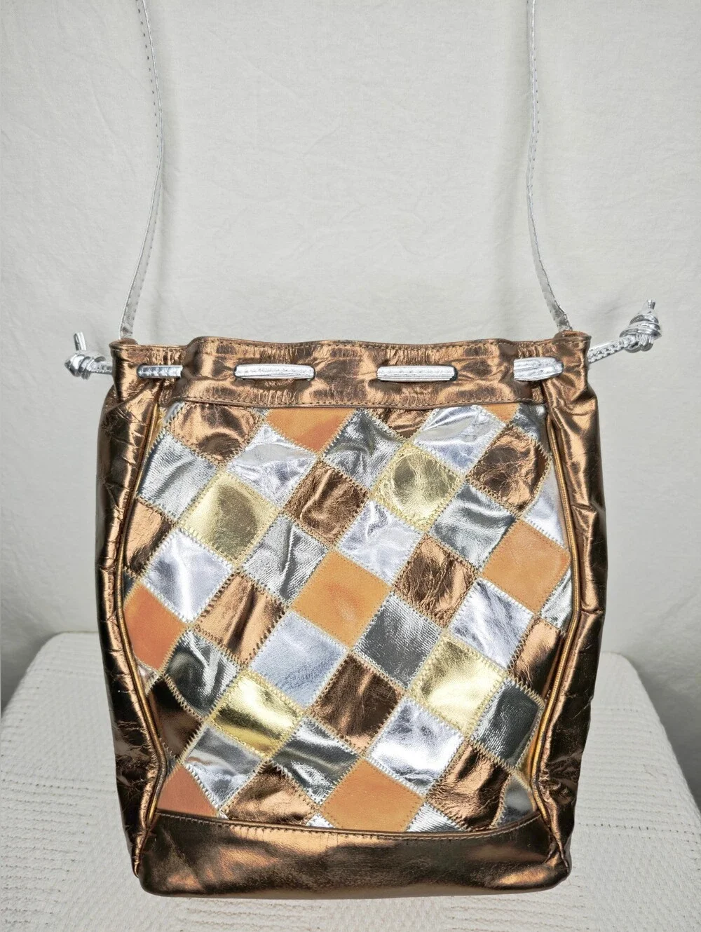 Fifth Avenue Handbags multi metallic leather bucket bag